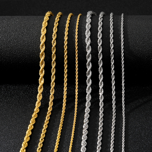 KISSWIFE 2mm 3mm 4mm 5mm Collier en acier inoxydable plaqué or 18 carats avec chaîne torsadée en argent <span class=keywords><strong>vermeil</strong></span> pour la fabrication de bijoux - Product Image 1