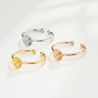 Meistverkaufter Minimalistischer S925 Sterling Silber Verstellbarer Ring mit Blanko-Fassung und Stift für Perlen DIY Einlage Schmuckzubehör