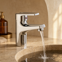 Robinet mitigeur classique en alliage de zinc à montage sur plan, monotrou, eau chaude et froide, pour lavabo, avec cartouche céramique, finition chromée électrolytique