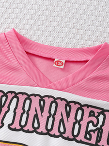 <span class=keywords><strong>T</strong></span>-shirt estiva da donna Casual da calcio <span class=keywords><strong>con</strong></span> scollo a <span class=keywords><strong>V</strong></span> e gonna a sbuffo 2 pz Set stampa modello per bambini - Product Image 3