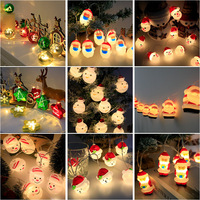 Tali lampu dekoratif Natal LED IP65 tahan air luar ruangan kotak baterai USB Santa Claus bola warna-warni manusia salju berbentuk rusa malam