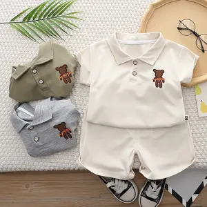 Cotton Kids Clothes Boys Polo T-shirt Shorts Cartoon Bear Baby Clothes Set Casual Ropa De Bebe Boys Tracksuit 2023