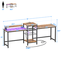 Bureau PC portable convertible pour 2 personnes, grande station de travail double pour jeux, table d'étude avec rangement et support d'imprimante