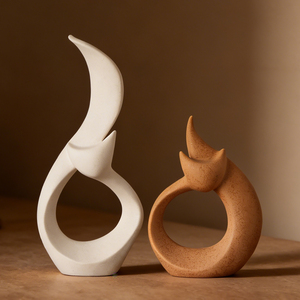 Conjunto de Esculturas Decorativas Wabi Sabi para Sala de Estar, Decoración del Hogar, Adorno para Entrada, Pieza de Arte Moderna y Minimalista - Product Image 2