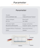 Offre Spéciale – Interrupteur Tactile Intelligent à Trois Boutons DC12V IP22 pour Miroir de Placard, Lumière d'Ambiance LED Colorée, Variateur 5A 60W RGB