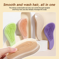 Brosse à Cheveux Shampoing en Paille de Blé, Peigne de Massage Capillaire avec Peigne Démêlant à Dents Larges