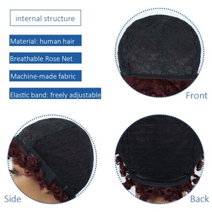 Pelucas rizadas cortas para mujeres negras Pelucas de cabello negro corto suave sin pegamento Fibra sintética de aspecto natural Pelucas rizadas grandes Afro - Product Image 5