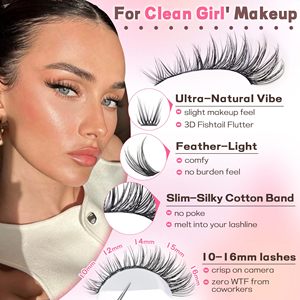 Kit de cils en grappe naturels doux effet œil de chat en fibres haut de gamme, volume 3D-20D, 12 rangées, avec logo personnalisé, fait main, en plateaux, pour la vente en gros - Product Image 2
