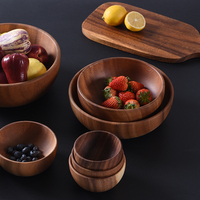 Saladier en céramique et bois d'acacia personnalisé Bol à fruits surdimensionné au design moderne pour les ustensiles de cuisine et la restauration pour le camping