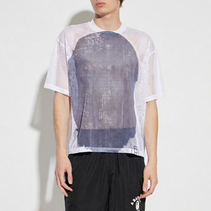 เสื้อยืดแขนสั้นลายพรางสีน้ำเงินแบบยูนิเซ็กซ์ พิมพ์ลายฉลาม ทรงโอเวอร์ไซส์ สตรีทแวร์ คอกลม ผ้าเจอร์ซีย์คอตตอน 100% ป้องกันรังสียูวี น้ำหนัก 320 กรัม โลโก้ด้านหน้า - Product Image 1