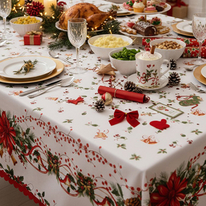 Snowflake Christmas Tablecloth Waterproof <b>Table</b> <b>Cover</b> for Dining Room Kitchen Holiday Party Decoration - Product Image 1