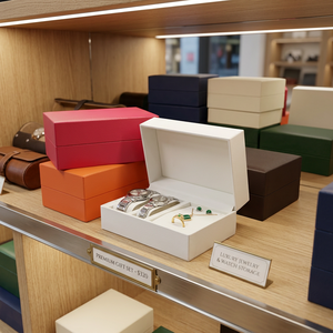 Estuche de Reloj Rectangular de Cuero PU con Tapa Abatible Simple, Juego de Joyería con Anillo y Collar, Caja de Regalo para el Día de San Valentín - Product Image 6