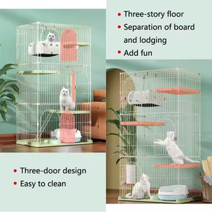 Vente en gros de cage pour animaux de compagnie en acier inoxydable à trois étages et trois portes, grande taille pour chat et chien - Product Image 5