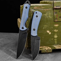 Fabricant professionnel OEM, couteau de chasse tactique à lame fixe de qualité industrielle, petit modèle, manche en lin bleu, nylon/Kydex