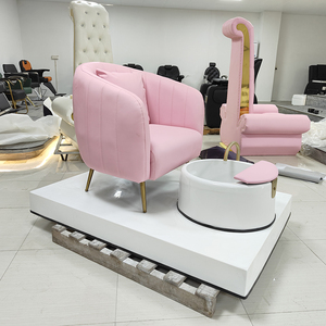 Modern pink Salon Furniture Foot Manicure Spa Chair White Rectangular Base No Plumbing Round Sofa Pedicure Chair - Product Image 3