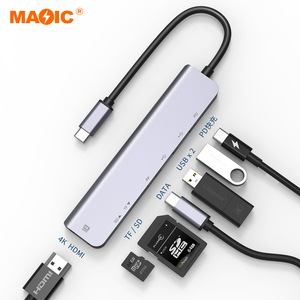 Concentrateur de hub <span class=keywords><strong>USB</strong></span> 7 en 1 2 PD, adaptateur de type C 4k 30hz, séparateur, station d'accueil, extension pour ordinateur portable PC - Product Image 4
