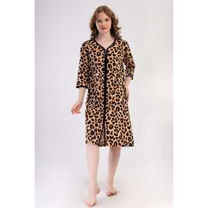 Vestido de dormir para mujer, talla grande XXL, manga 3/4, con cremallera y bolsillos, para estar en casa - Product Image 4