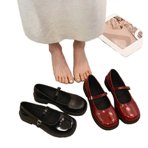 Mocassins de style français décontractés à lacets, à bride unique, à bout ouvert, en cuir verni, nouvelle collection automne-été - Product Image 1