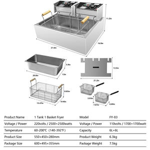 معدات مطابخ 2025 مقلاة بطاطس وماكينة قلي للمطاعم، قلاية دجاج عميقة مزدوجة بسعة 6+6 لتر للدجاج المقلي - Product Image 3