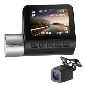 dash kamera 2k Suppliers-2160P gece sürüm çift Lens araç kaydedici 1080P arka kamera WiFi araba dvr'ı 2K 4K Dash kamera