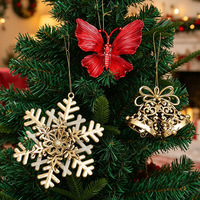 Nouveaux pendentifs décoratifs de Noël rouges et dorés, flocons de neige électroplaqués, cerfs en plastique, style euro-américain
