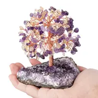 Citrin Kristall baum Rosenquarz Edelstein Chips mit Amethyst Cluster Basis Bonsai Bergkristall Geldbaum für Reichtum und Glück