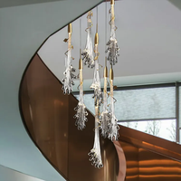 ECOJAS projoutdoorn Design hotel folding décoration de hall personnalisé de luxe en verre escalier Led lustre moderne 80 intérieur + 5