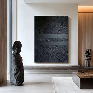 Arte Mural 3D Vertical, Arte Mural Abstracto Negro Minimalista Contemporáneo, Arte Mural Neutral Estilo Wabi Sabi para Decoración del Hogar y Galería - Product Image 2