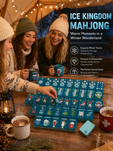 Ensemble de Mahjong américain de luxe Ice Kingdom avec tuiles en acrylique, tapis en peluche et étui portable en cuir véritable - Cadeau élégant pour les soirées jeux - Product Image 3