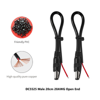 Konektor Kabel Solder Koaksial Tipe DC Male 5.5*2.5mm 0.2M 20AWG untuk Konsol Mixing Audio Kompak