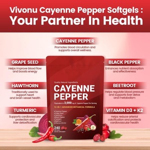 Capsule Morbide di Peperoncino Cayenne, 240 Pezzi, Supporto per Vene, Cuore e Vasi Sanguigni, con D3, K2, Semi d'Uva, Biancospino, Barbabietola - Product Image 3