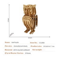 Rompecabezas de Búho 3D Ecológico de Cartón, Kit de Manualidades de Papel Cortado con Láser, Juguete Educativo STEM para Niños y Adultos, Decoración, Venta al Por Mayor