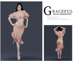Ensemble de costumes classiques haut de gamme sexy en dentelle irrégulière et strass pour la <span class=keywords><strong>danse</strong></span> <span class=keywords><strong>orientale</strong></span> du ventre - Product Image 6