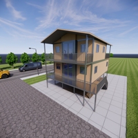 Casa Contenedor Expandible de Dos Pisos de Lujo, Villa Prefabricada Modular Moderna con Balcón y Terraza, 3 o 4 Dormitorios