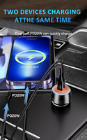 Untuk Pengisian Daya Cepat Mini PD 40W Dual USB Type-C QC3.0 12V Pengisi Daya Mobil untuk Laptop & Earphone