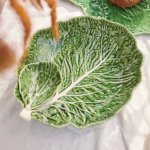 Assiette créative en céramique en forme <span class=keywords><strong>de</strong></span> <span class=keywords><strong>feuille</strong></span> <span class=keywords><strong>de</strong></span> <span class=keywords><strong>chou</strong></span>, assiette à salade verte, plat <span class=keywords><strong>de</strong></span> service, <span class=keywords><strong>vaisselle</strong></span> décorative pour restaurant, hôtel, maison - Product Image 4