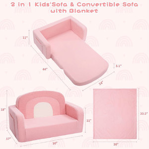 Children's Folding <b>Sofa</b> Bed With Removable Washable Cover Convertible Foam Seat For <b>Kids</b> Square Design - Product Image 3