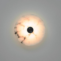 Lampe murale PM en marbre espagnol de luxe, en albâtre naturel, design moderne, pour salon, chambre à coucher, éclairage d'ambiance circulaire, applique murale de chevet