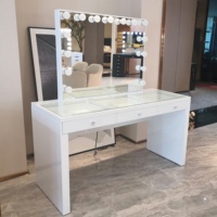 Meuble de chambre à coucher Docarelife, blanc, moderne, pour filles, table de toilette à 3 tiroirs avec miroir éclairé par LED, pour usage hôtelier