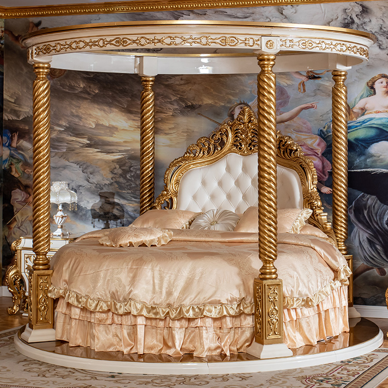 Solid wood round bedstructure