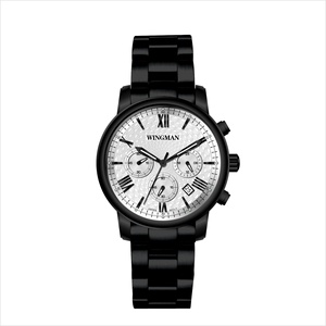 Montre-bracelet en cuir pour hommes, personnalisé avec 6 aiguilles super lumineuses, étanche, chronographe, en acier inoxydable, fermoir papillon - Product Image 6