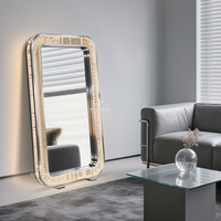 Miroir décoratif avec éclairage design, décoration intérieure, miroir mural LED, miroir rond en cristal moderne et luxueux pour salon