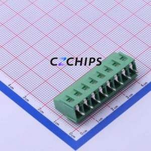 DB128L-5.0-8P-GN-S Screw Terminal Block Through hole Component (THT),P=5mm Connector 1x8P 5mm Green Through Hole - Product Image 2