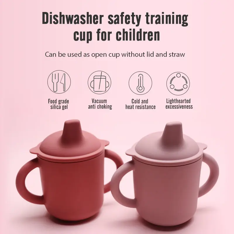 Cangkir Pelatihan Memberi Makan Bayi dengan Sedotan Dapat Dilipat Silikon Bayi Botol Sippy Cup dengan Tutup