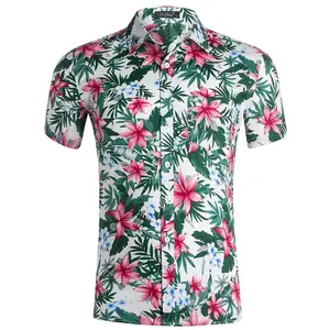 Hawaii çiçek rahat erkek gömlek baskı kısa kollu ile moda giyim kostümleri için boy özel Logo gömlek Tops