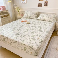 Housse de lit en coton toute saison à la vente chaude, impression de fleurs végétales, housse de protection de matelas
