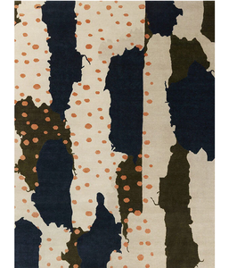 Axioma Hand Tufted New Zealand Wool <b>Rug</b> by Rugfine – Premium Ivory Navy & Terracotta Multicolor Handmade Area Carpets - Product Image 2