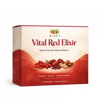 Boisson Énergisante Fonctionnelle aux Herbes Élixir Rouge Vital Marque Blanche – Shot Énergétique Féminin Sans Sucre, 100% Herbes Naturelles, 50ml pour l'Énergie