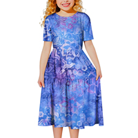 Vêtements pour enfants personnalisés, jupes maxi à col rond d'été samoanes, vêtements pour enfants surdimensionnés polynésiens, robes à étages douces pour filles hawaïennes