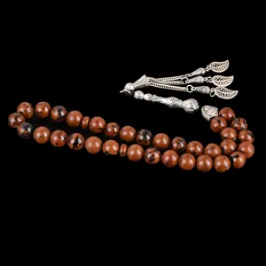 YS323 hochwertige 33 Perlen Mahagoni Obsidian Perlen Tasbeeh Islamische Gebets perlen Tasbih Muslim Rosenkranz